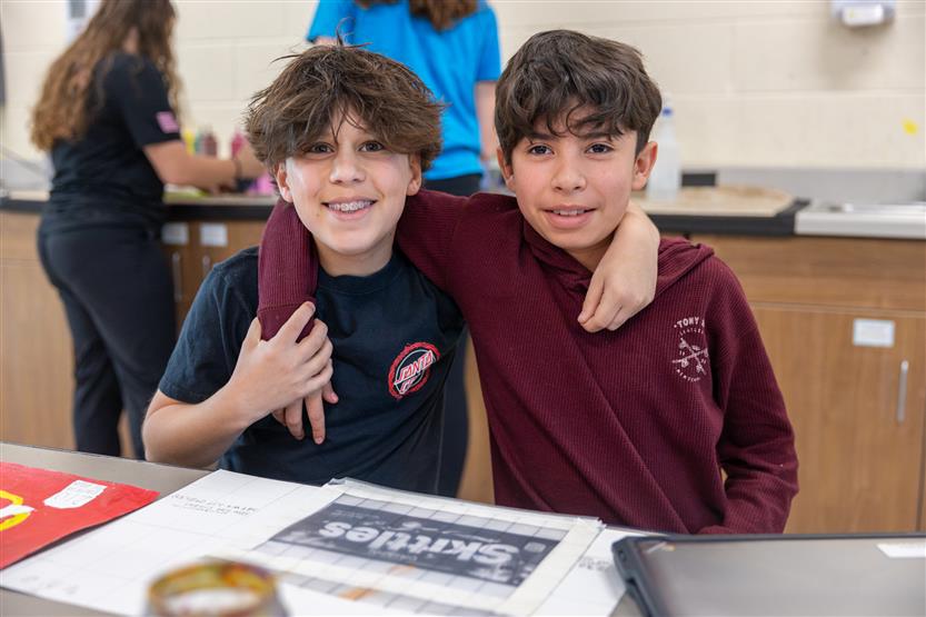 Students in art class